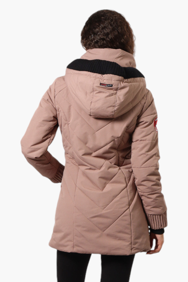 Canada Weather Gear Chevron Quilted Parka Jacket - Brown - Womens Parka Jackets - Canada Weather Gear