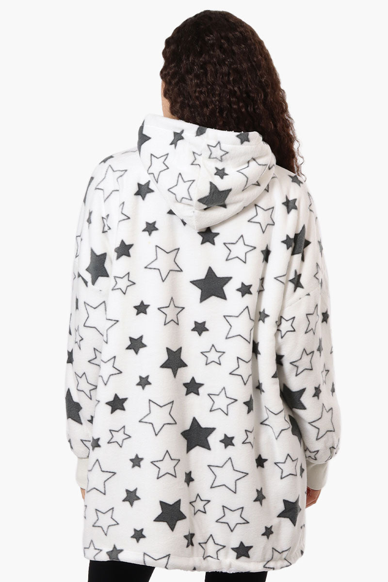 Cuddly Canuckies Star Pattern Oversized Pajama Hoodie - White - Womens Pajamas - Canada Weather Gear