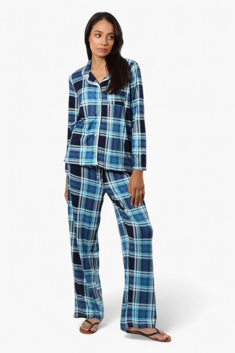 Canada Weather Gear Plaid Wide Leg Pajama Pants - Blue - Womens Pajamas - Canada Weather Gear