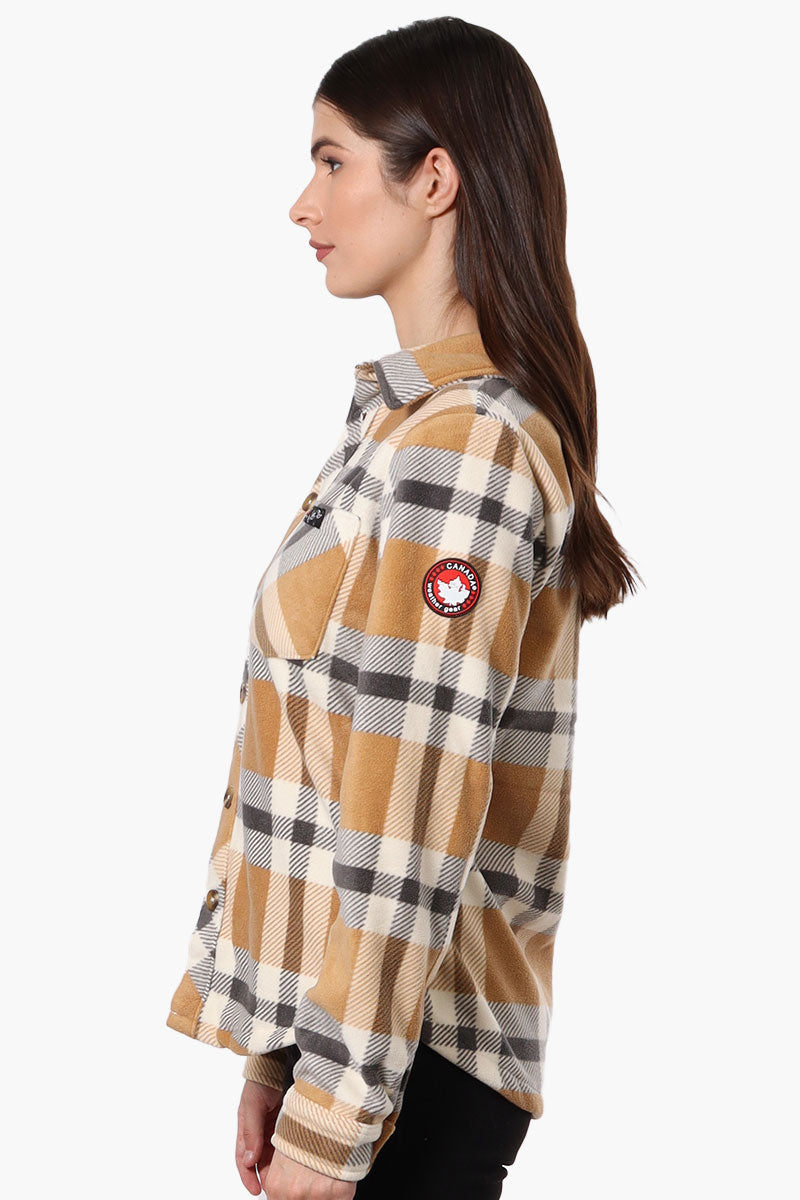 Canada Weather Gear Fleece Plaid Button Up Shirt - Beige - Womens Shirts & Blouses - Canada Weather Gear