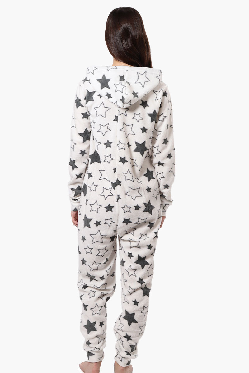 Cuddly Canuckies Hooded Star Pattern Onesie - White - Womens Onesies - Canada Weather Gear