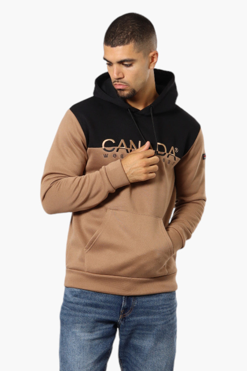 Canada Weather Gear Colour Block Embroidered Logo Hoodie - Camel - Mens Hoodies & Sweatshirts - Canada Weather Gear