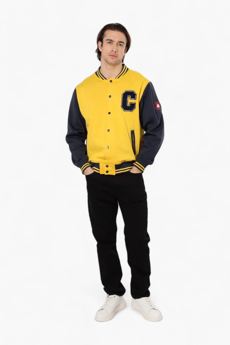 Canada Weather Gear Fleece Varsity Lightweight Jacket - Yellow - Mens Lightweight Jackets - Canada Weather Gear