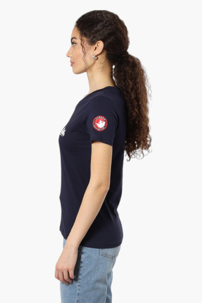 Canada Weather Gear Adventure Awaits V Neck Tee - Navy - Womens Tees & Tank Tops - Canada Weather Gear