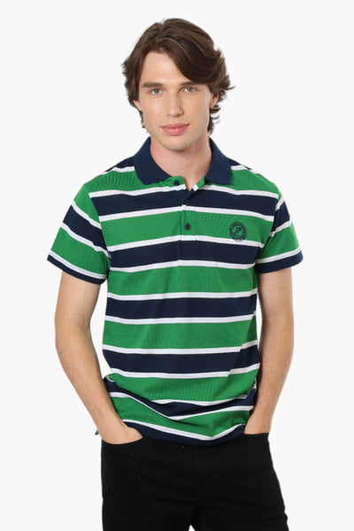 Canada Weather Gear Striped Button Up Polo Shirt - Green - Mens Polo Shirts - Canada Weather Gear