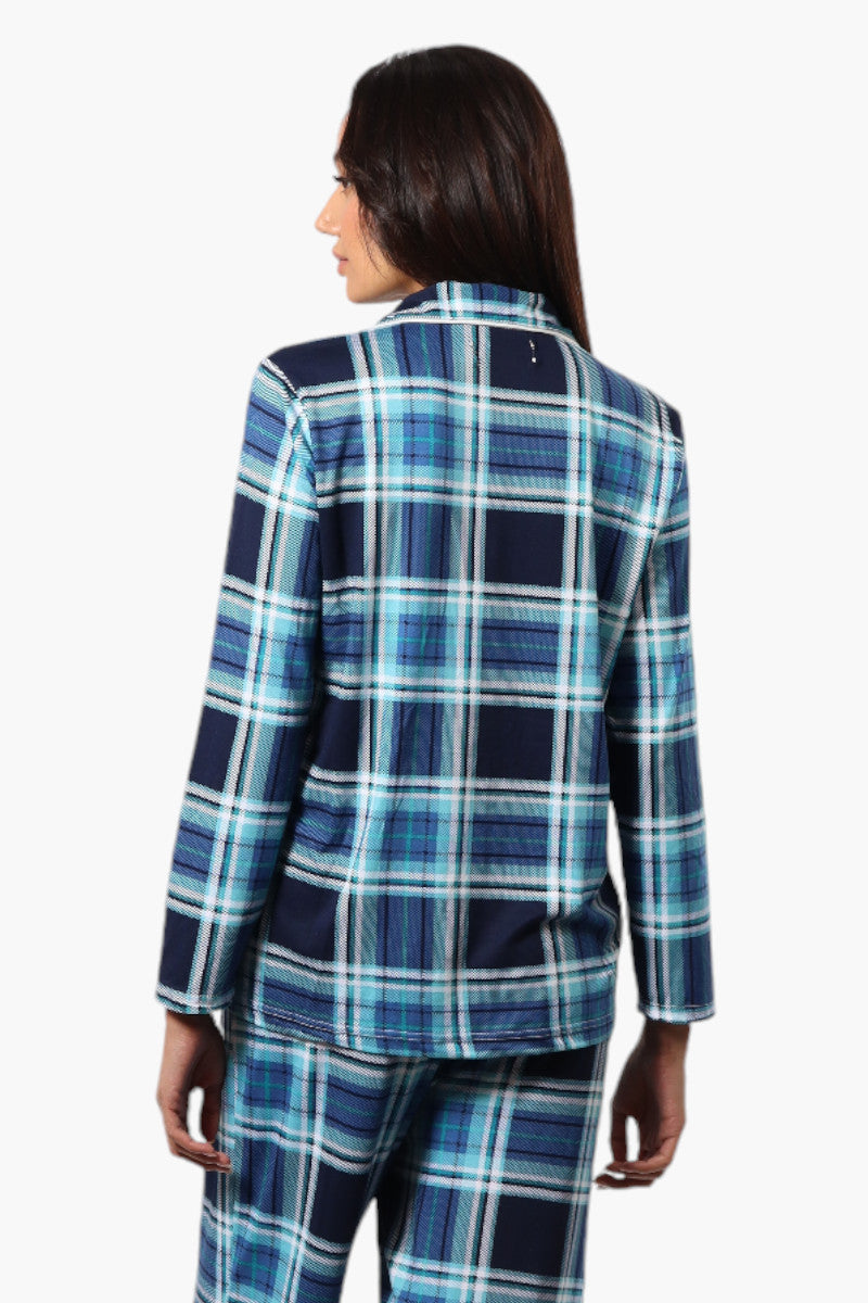 Canada Weather Gear Plaid Button Down Pajama Top - Blue - Womens Pajamas - Canada Weather Gear