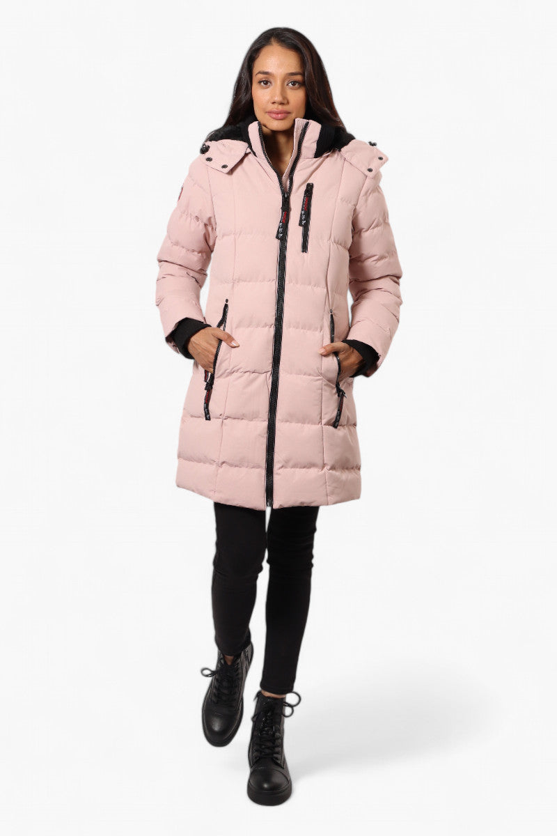 Canada Weather Gear 3/4 Length Bubble Parka Jacket - Pink - Womens Parka Jackets - Canada Weather Gear