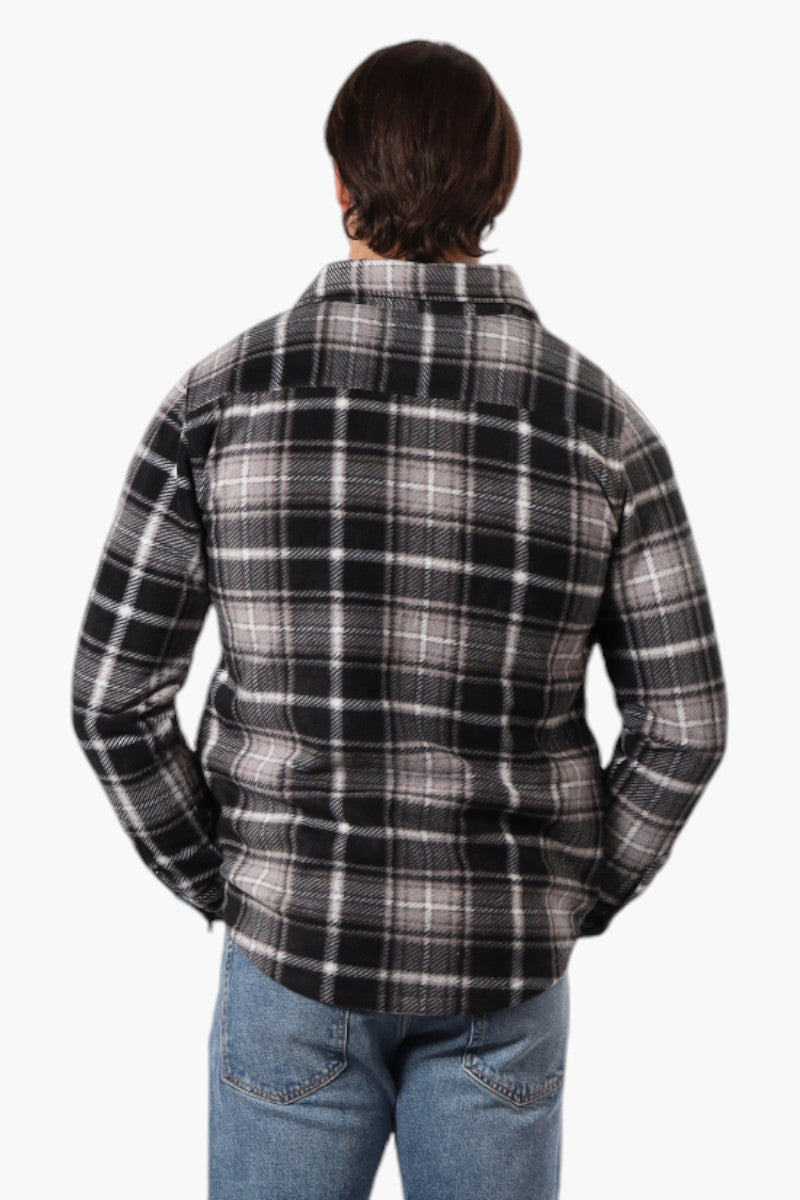 Canada Weather Gear Plaid Fleece Button Up Shacket - Black - Mens Lightweight Jackets - Canada Weather Gear