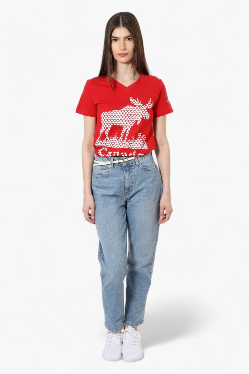 Canada Weather Gear Moose Print Tee - Red - Womens Tees & Tank Tops - Canada Weather Gear