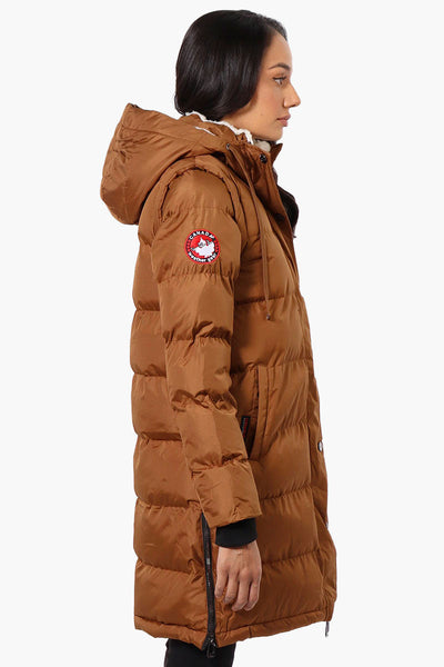 Canada Weather Gear Side Slit Puffer Parka Jacket - Brown - Womens Parka Jackets - Canada Weather Gear