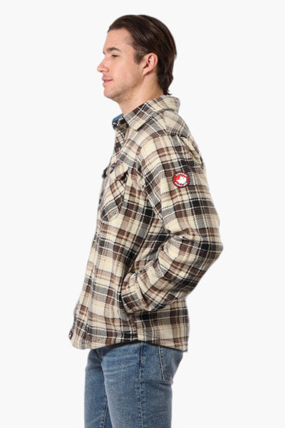 Canada Weather Gear Plaid Fleece Button Up Shacket - Beige - Mens Lightweight Jackets - Canada Weather Gear