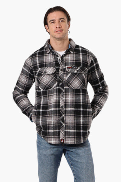 Canada Weather Gear Plaid Fleece Button Up Shacket - Black - Mens Lightweight Jackets - Canada Weather Gear