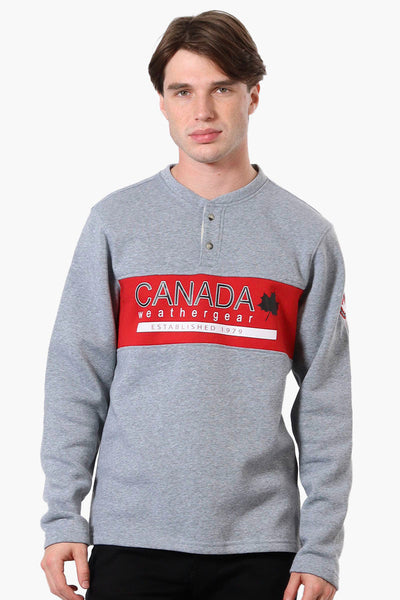 Canada Weather Gear Fleece Henley Sweatshirt - Grey - Mens Hoodies & Sweatshirts - Canada Weather Gear