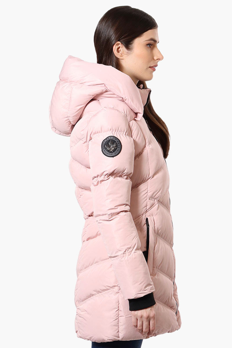 Canada Weather Gear Chevron Quilted Puffer Parka Jacket Pink