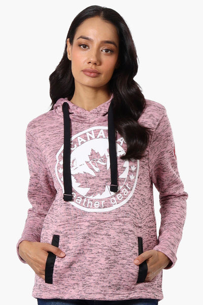 Canada Weather Gear Chest Logo Fleece Hoodie - Pink - Womens Hoodies & Sweatshirts - Canada Weather Gear