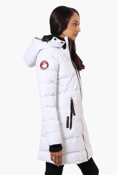 Canada Weather Gear 3/4 Length Bubble Parka Jacket - White - Womens Parka Jackets - Canada Weather Gear