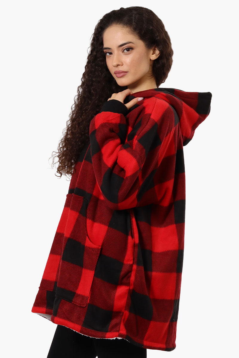 Cuddly Canuckies Plaid Oversized Pajama Hoodie - Red - Womens Pajamas - Canada Weather Gear