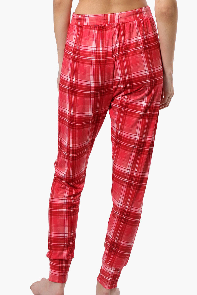 Cuddly Canuckies Plaid Jogger Pajama Pants - Red - Womens Pajamas - Canada Weather Gear