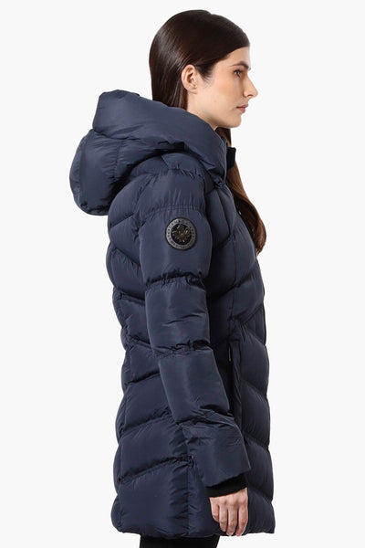 Canada Weather Gear Chevron Quilted Puffer Parka Jacket - Navy - Womens Parka Jackets - Canada Weather Gear