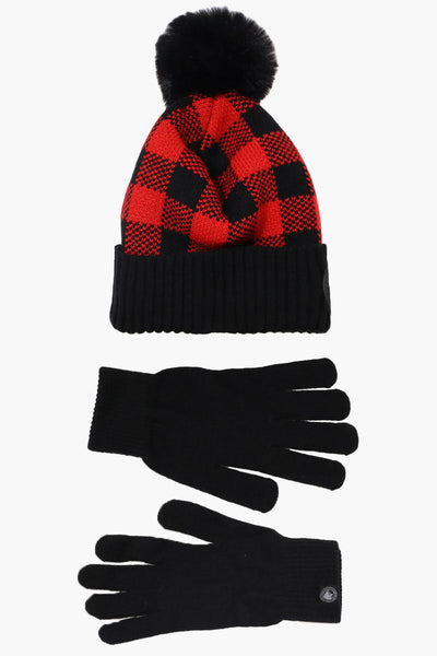 Canada Weather Gear Gloves Pom Pom Hat Set - Red - Womens Hats - Canada Weather Gear