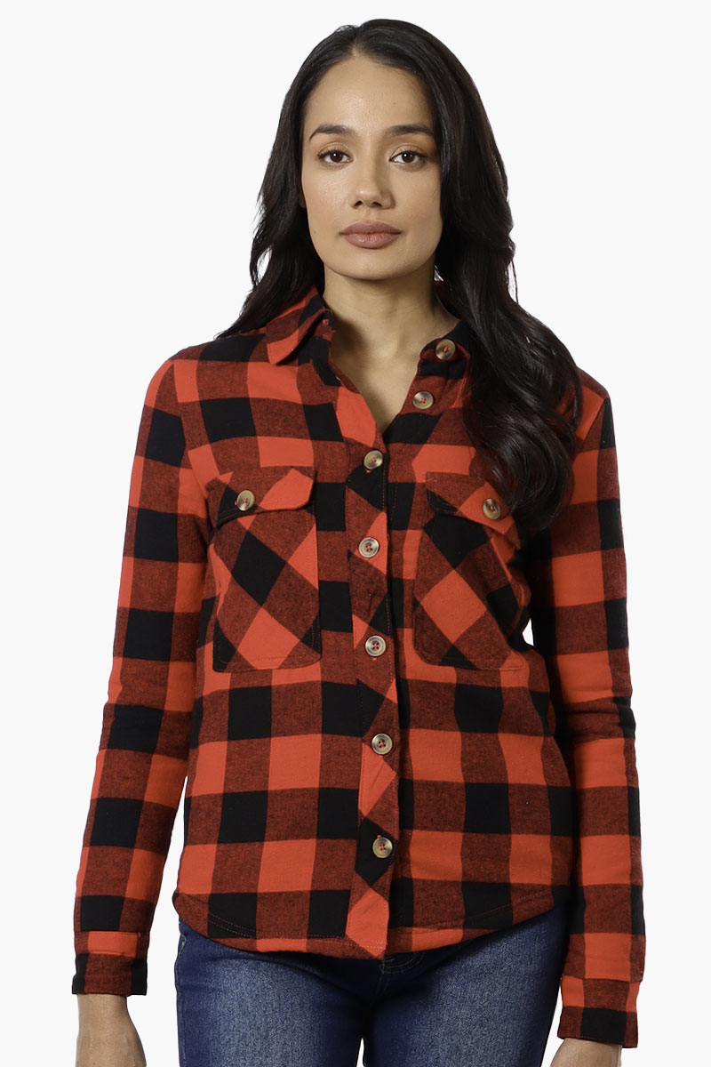 Canada Weather Gear Plaid Fleece Lined Shacket - Red - Womens Lightweight Jackets - Canada Weather Gear