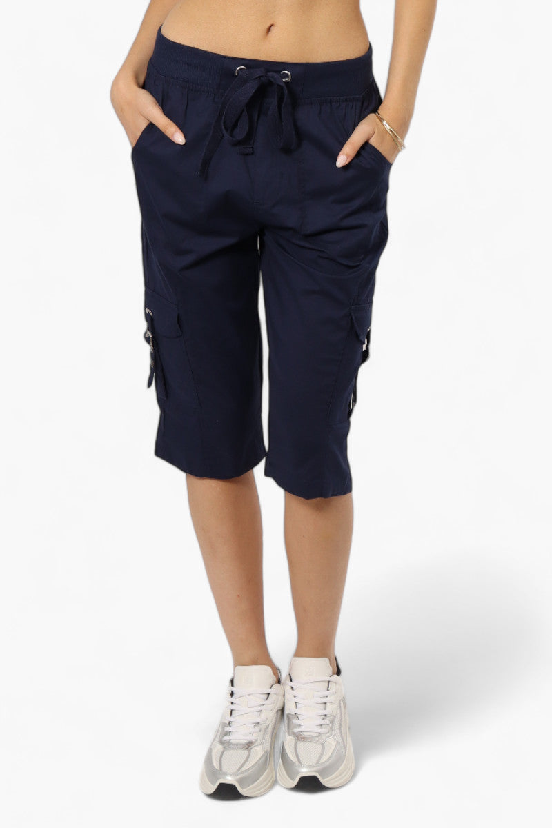 Canada Weather Gear Tie Waist Cargo Capris - Navy - Womens Shorts & Capris - Canada Weather Gear