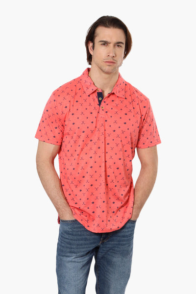 Canada Weather Gear Beer & Golf Pattern Polo Shirt - Pink - Mens Polo Shirts - Canada Weather Gear