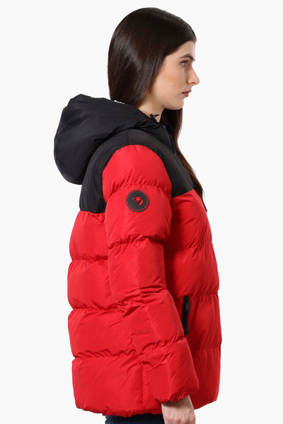 Super Triple Goose Sherpa Lined Bubble Bomber Jacket - Red - Womens Bomber Jackets - Canada Weather Gear