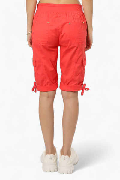 Canada Weather Gear Cuffed Tie Waist Cargo Capris - Red - Womens Shorts & Capris - Canada Weather Gear