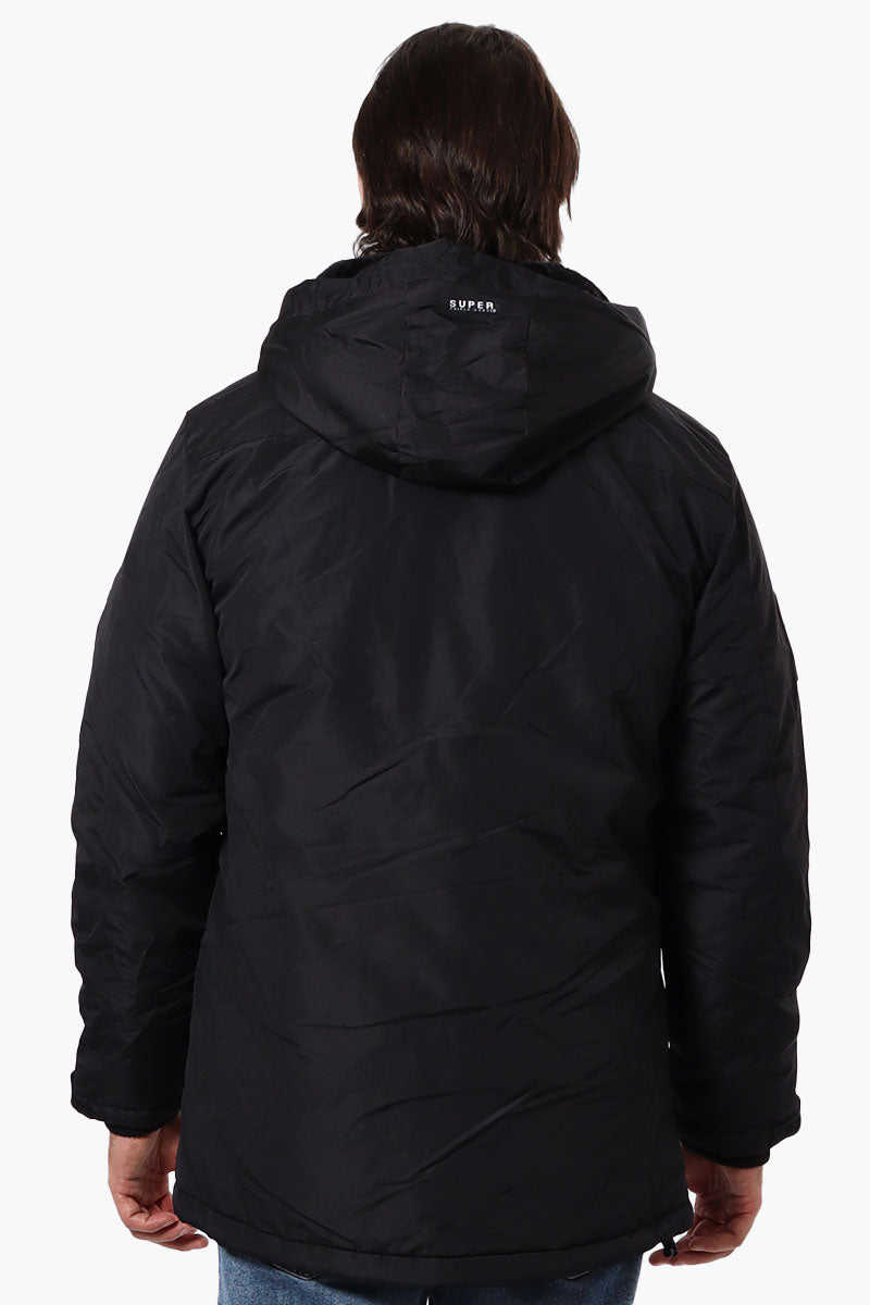 Super Triple Goose Faux Fur Lined Hood Parka Jacket Black