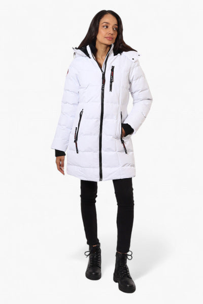 Canada Weather Gear 3/4 Length Bubble Parka Jacket - White - Womens Parka Jackets - Canada Weather Gear