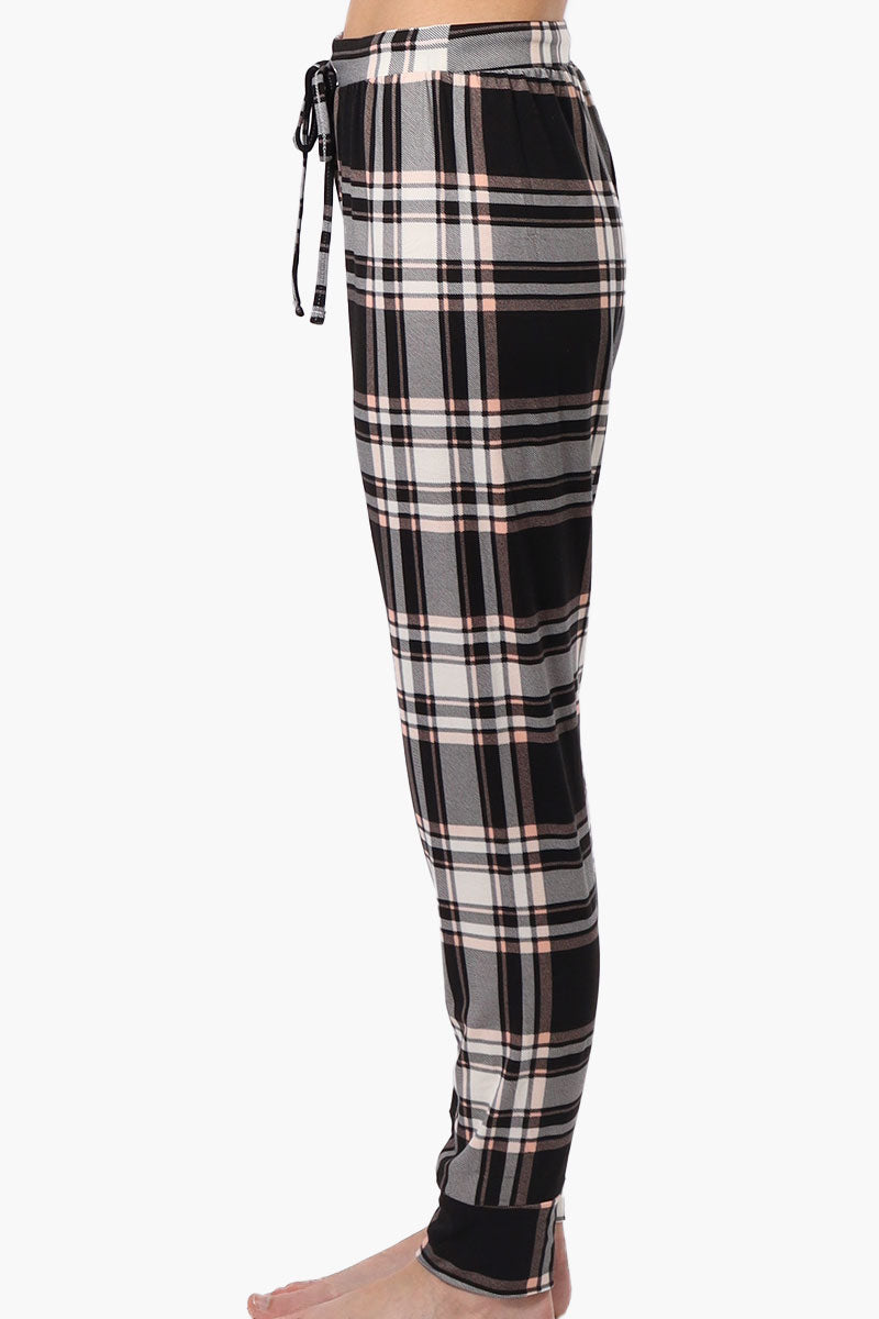 Cuddly Canuckies Plaid Jogger Pajama Pants - Black - Womens Pajamas - Canada Weather Gear