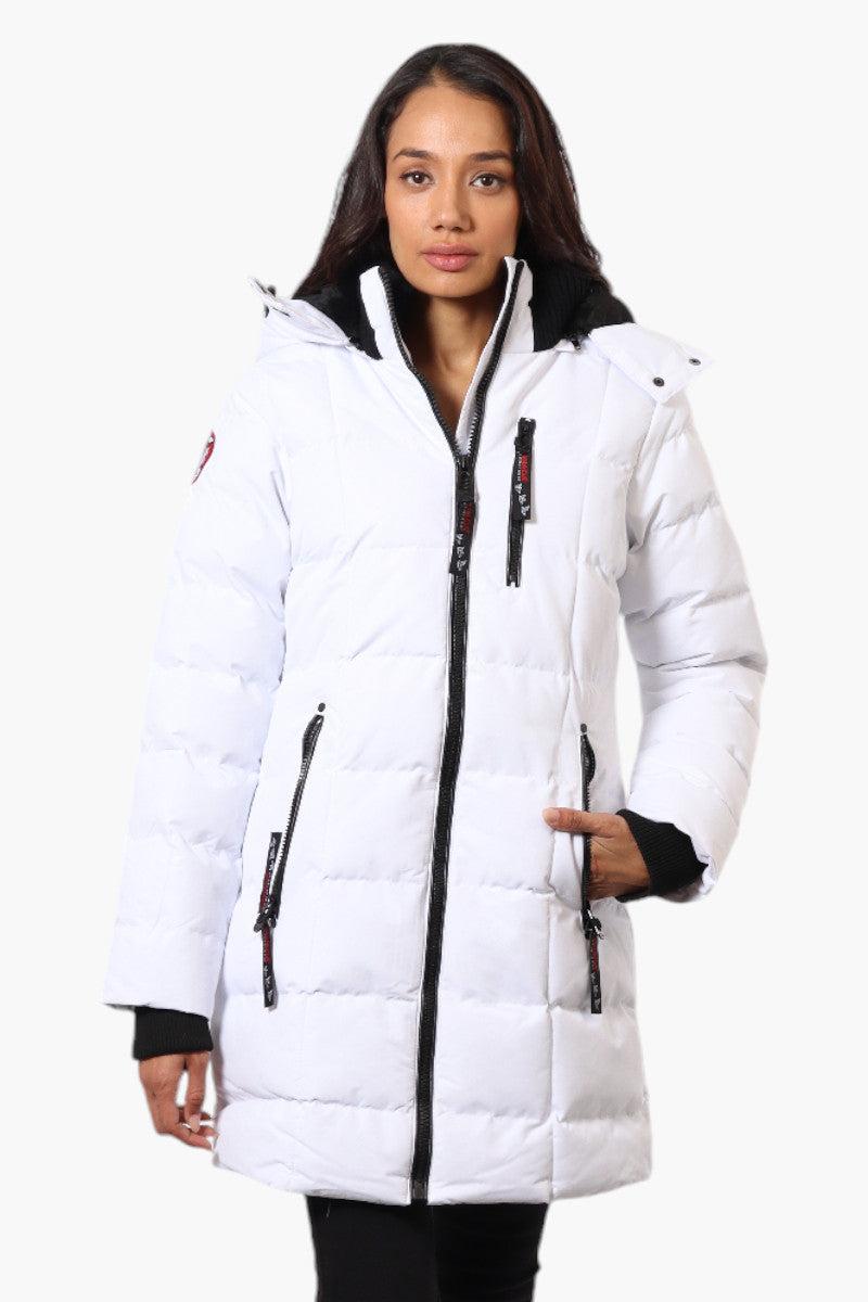 Canada Weather Gear 3/4 Length Bubble Parka Jacket - White - Womens Parka Jackets - Canada Weather Gear