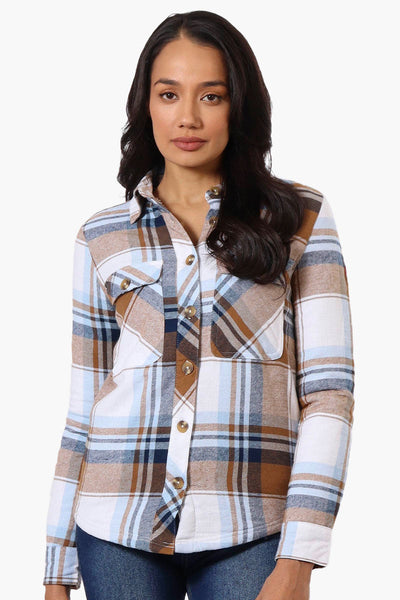 Canada Weather Gear Plaid Fleece Lined Shacket - Blue - Womens Lightweight Jackets - Canada Weather Gear