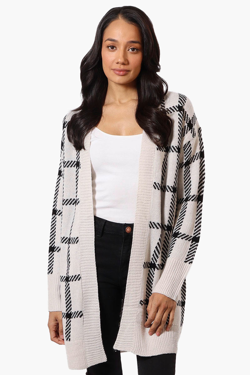 Canada Weather Gear Plaid Open Wrap Cardigan - Stone - Womens Cardigans - Canada Weather Gear