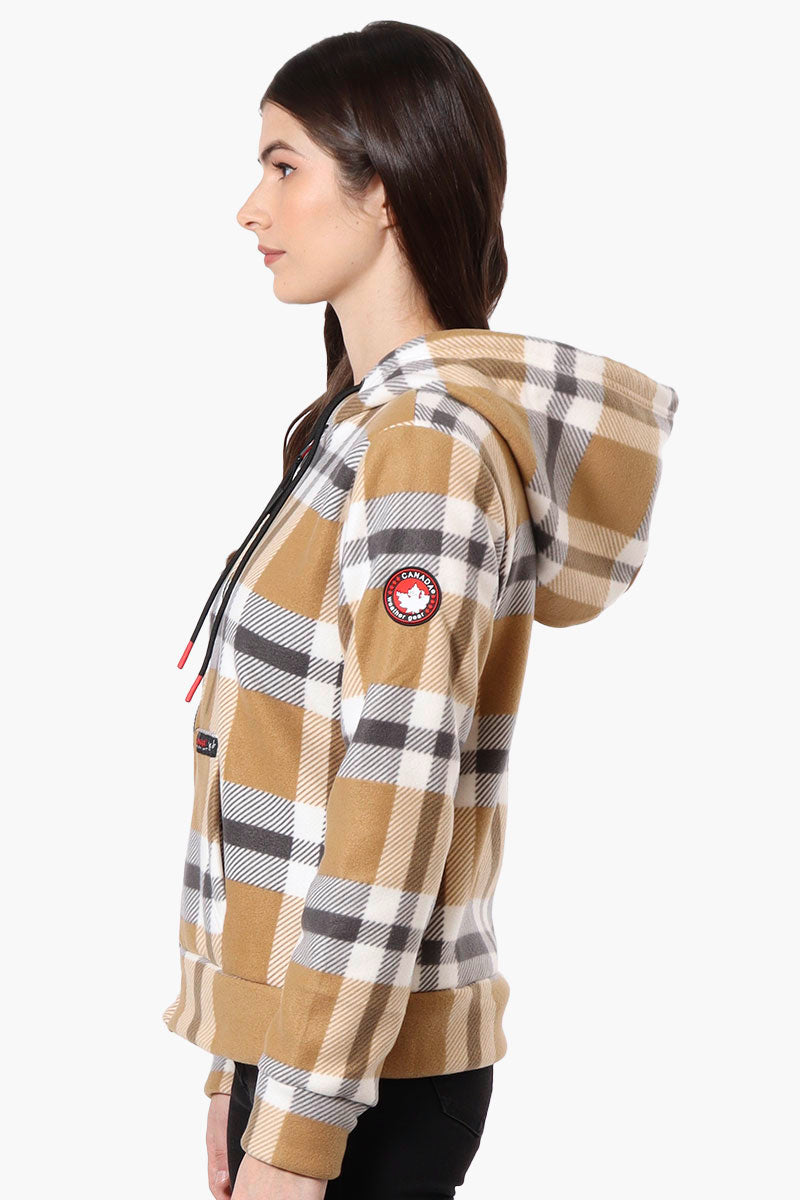 Canada Weather Gear Plaid Fleece Lined Hoodie - Beige - Womens Hoodies & Sweatshirts - Canada Weather Gear