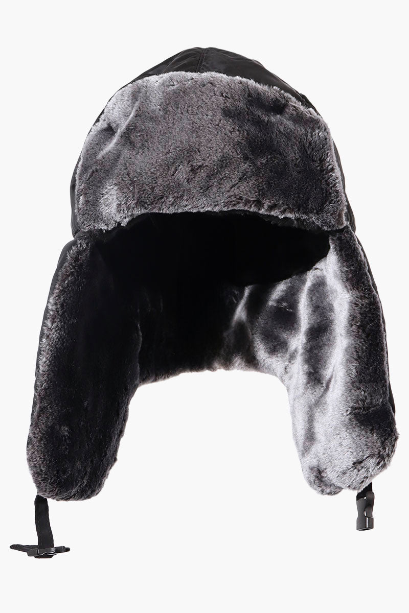 Canada Weather Gear Faux Fur Lined Trapper Hat - Black - Mens Hats - Canada Weather Gear