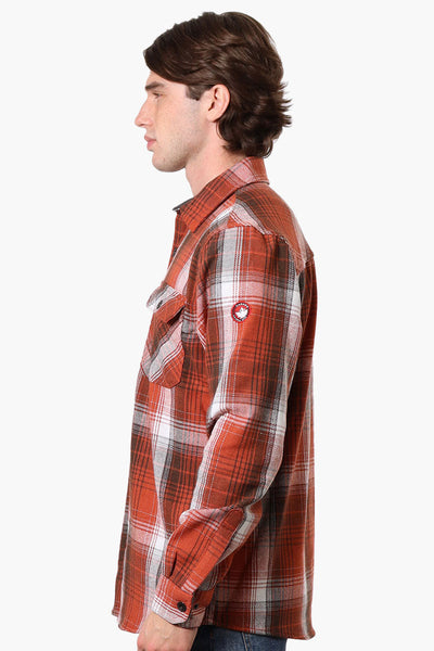 Canada Weather Gear Plaid Button Up Casual Shirt - Rust - Mens Casual Shirts - Canada Weather Gear