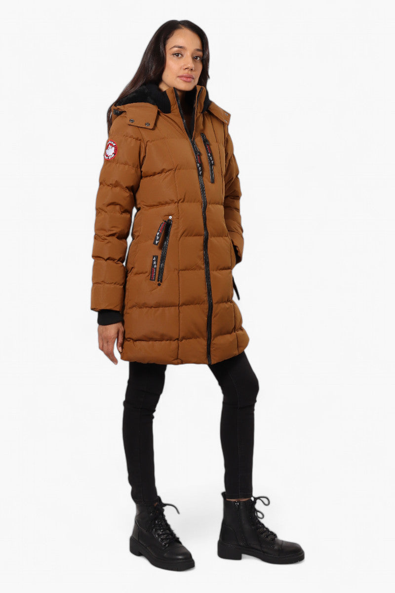 Canada Weather Gear 3/4 Length Bubble Parka Jacket - Brown - Womens Parka Jackets - Canada Weather Gear