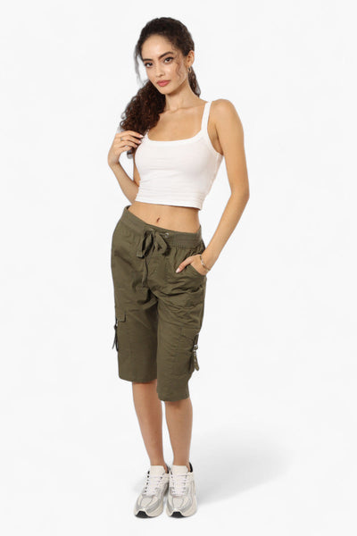 Canada Weather Gear Tie Waist Cargo Capris - Olive - Womens Shorts & Capris - Canada Weather Gear