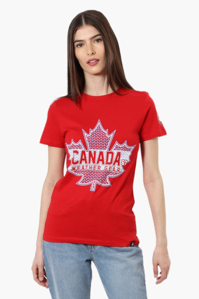 Canada Weather Gear Maple Leaf Print Tee - Red - Womens Tees & Tank Tops - Canada Weather Gear