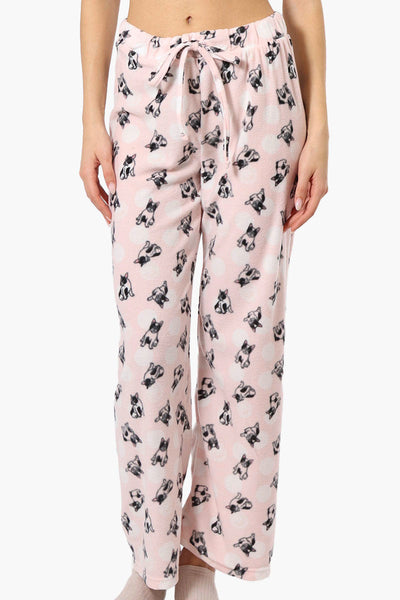 Canada Weather Gear Dog Pattern Wide Leg Pajama Pants - Pink - Womens Pajamas - Canada Weather Gear