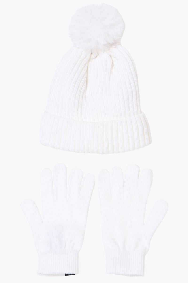 Canada Weather Gear Gloves Pom Pom Hat Set - White - Womens Hats - Canada Weather Gear