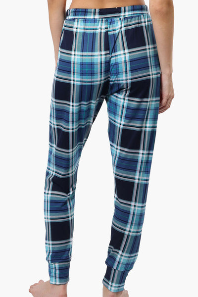 Cuddly Canuckies Plaid Jogger Pajama Pants - Blue - Womens Pajamas - Canada Weather Gear