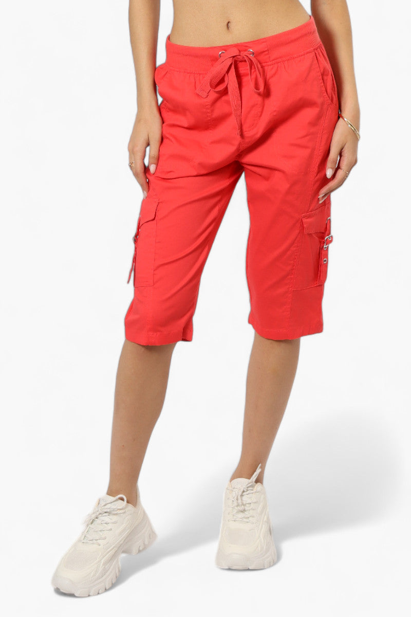 Canada Weather Gear Tie Waist Cargo Capris - Red - Womens Shorts & Capris - Canada Weather Gear