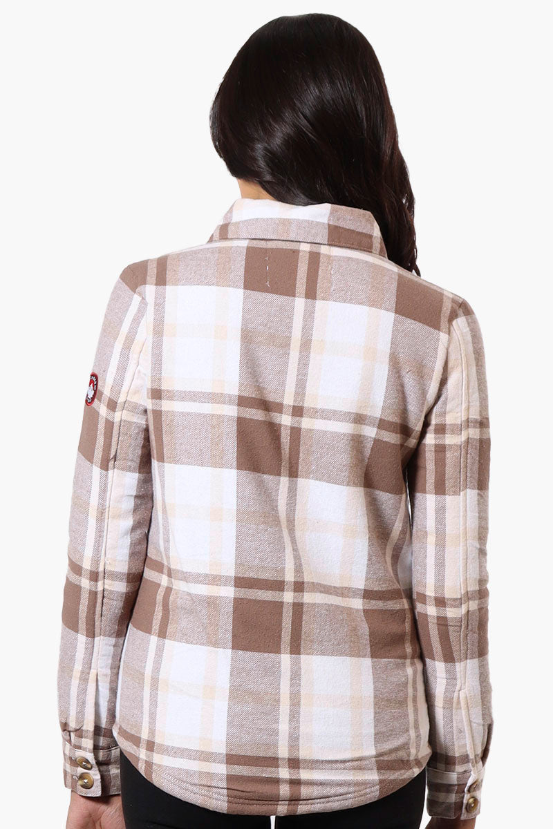 Canada Weather Gear Plaid Fleece Lined Shacket - Brown - Womens Lightweight Jackets - Canada Weather Gear