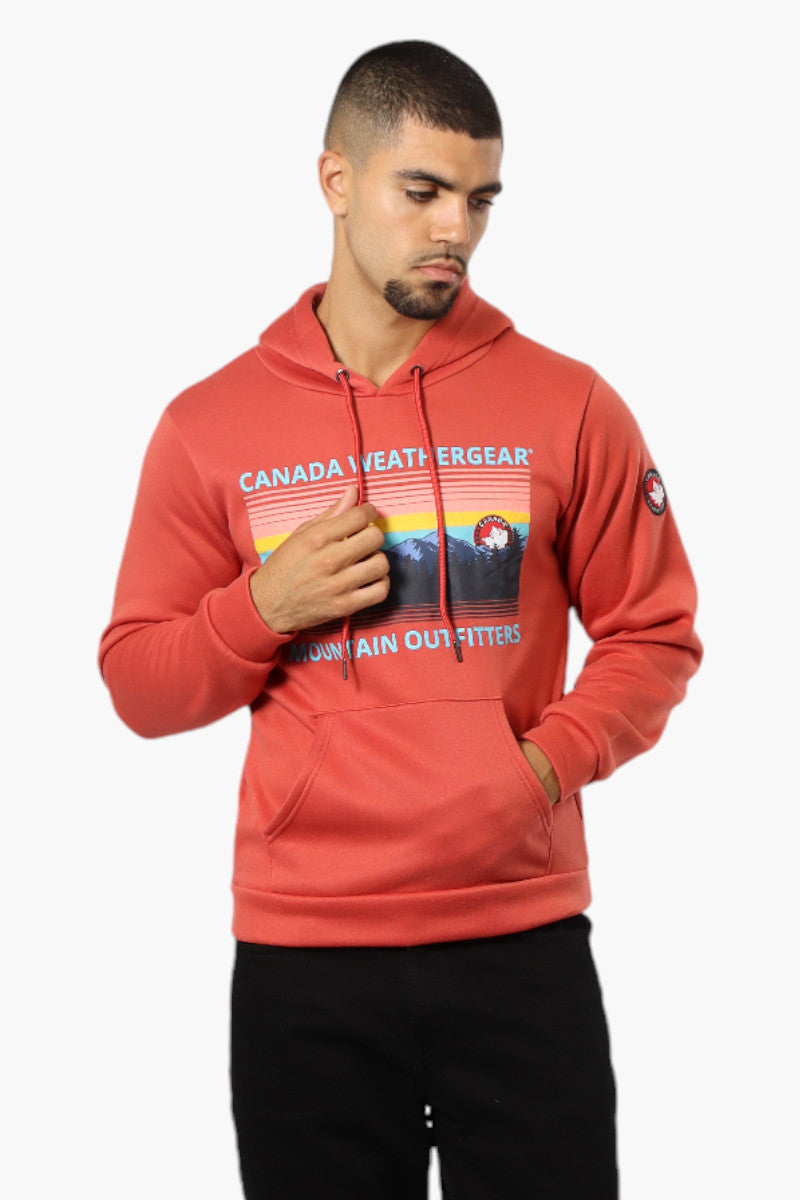 Canada Weather Gear Mountain Outfitters Print Hoodie - Coral - Mens Hoodies & Sweatshirts - Canada Weather Gear