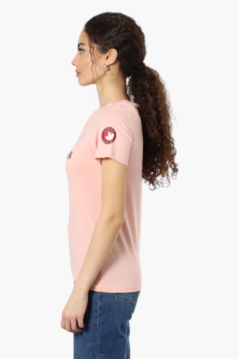 Canada Weather Gear Adventure Awaits V-Neck Tee - Pink - Womens Tees & Tank Tops - Canada Weather Gear