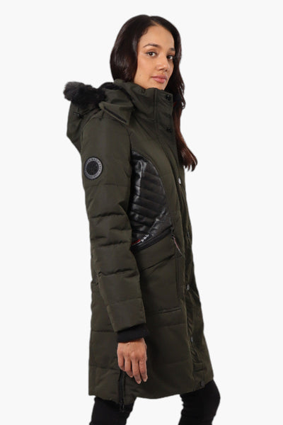 Canada Weather Gear Vegan Leather Insert Parka Jacket - Olive - Womens Parka Jackets - Canada Weather Gear