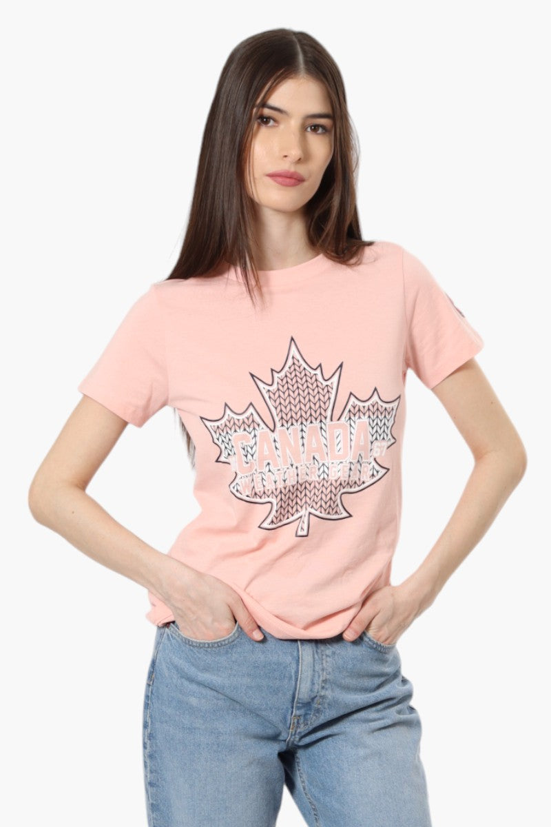 Canada Weather Gear Maple Leaf Print Tee - Pink - Womens Tees & Tank Tops - Canada Weather Gear